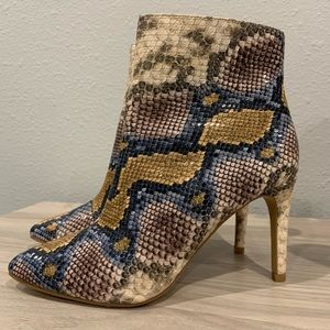 Express multi-color lizard skin booties